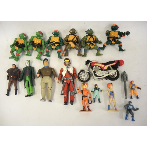 154 - Six toy figures of Teenage Mutant Ninja Turtles and a quantity of other childrens toy figures