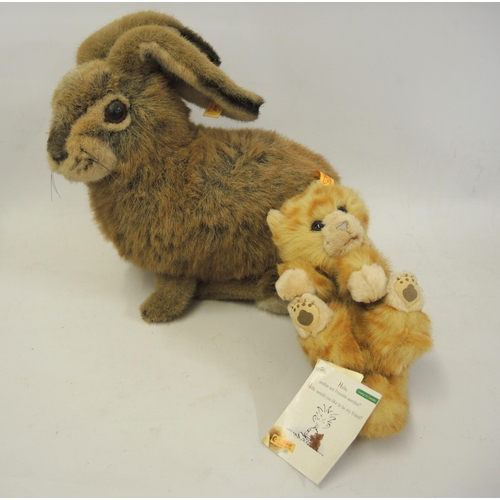 159 - Steiff toy in the form of a rabbit, together with another in the form of a kitten, both with origina... 