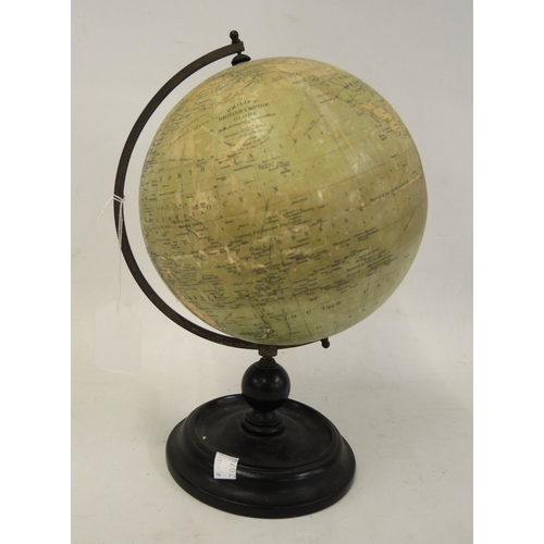 174 - Early 20th Century Philips' British Empire globe, 17cm diameter, 31cm tall, on an ebonised pedestal ... 