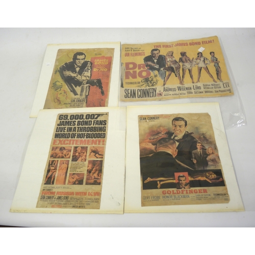 184 - Reproduction James Bond ' Dr. No ' mini quad poster, 10.25ins x 13.75ins, together with three others... 