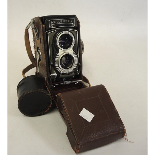 205 - Rollieflex Synchro-Compur twin lens camera by Franke & Heidecke, Germany, with original leather case