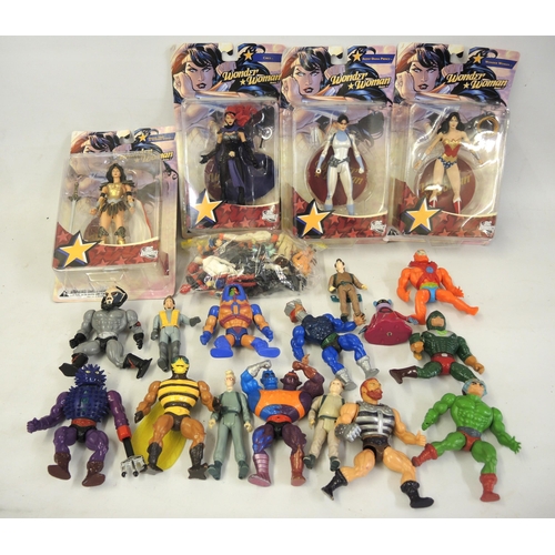 225 - Four DC Direct Wonder Woman figures and a quantity of other loose figures including He-Man