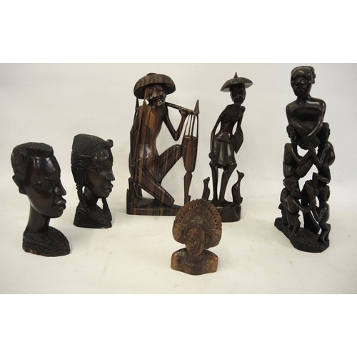 242 - Small quantity of carved hardwood figures and busts