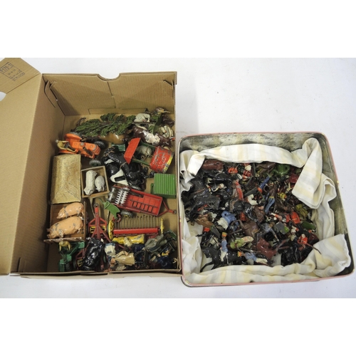 254 - Quantity of Britains painted metal toy soldiers and toy farmyard items etc.