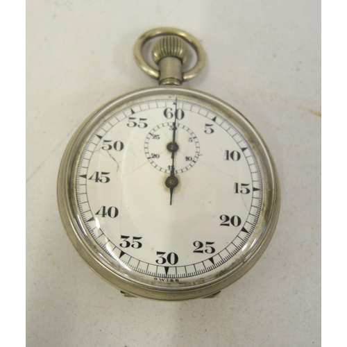 280 - Air Ministry nickel plated pocket watch, marked AM beneath a crown, 6B-117 above 540-38