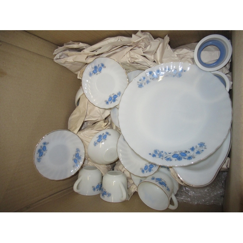 310 - Box containing a quantity of mid 20th Century floral decorated opaque glass tableware