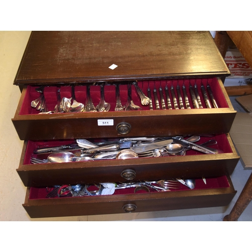 Birks Regency plate, canteen of cutlery and other plated cutlery, housed in a three drawer mahogany case