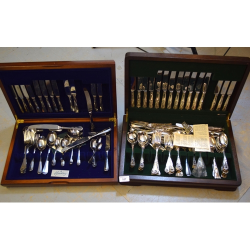 527 - Cased canteen of modern silver plated Kings pattern cutlery, together with another similar part cant... 