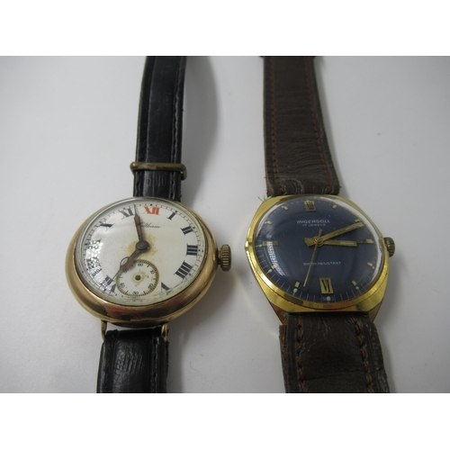 585 - 9ct Gold cased Waltham wristwatch, together with a similar, smaller wristwatch