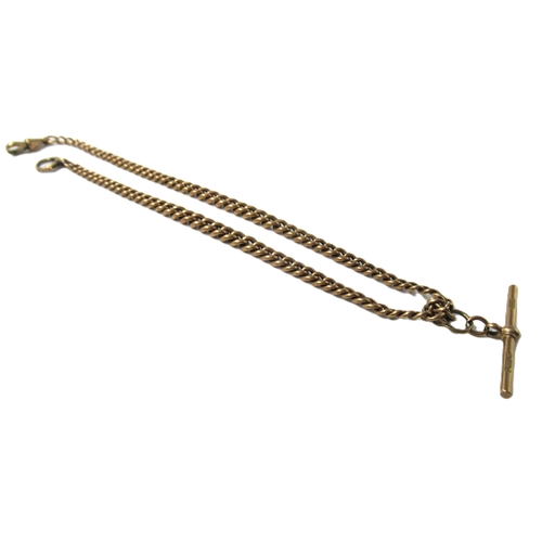 596 - 9ct Gold graduated curb link Albert watch chain with clip and bar, 25.5g