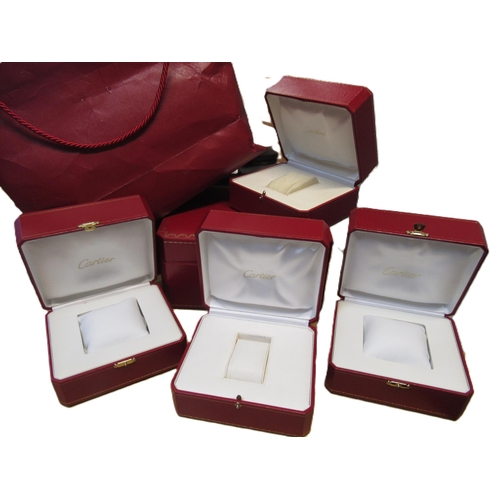 602 - Group of five various Cartier red leather watch boxes