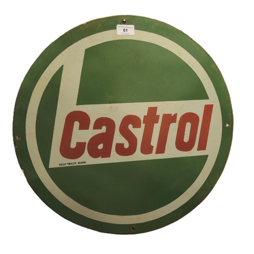 61 - Reproduction enamel sign, Castrol, 51cm diameter