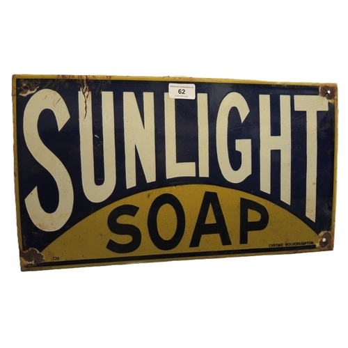 62 - Reproduction enamel sign, Sunlight soap, 27 x 48cm