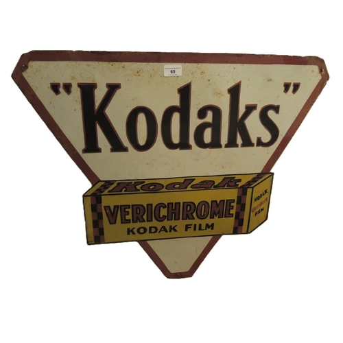 65 - Reproduction enamel sign, ' Kodaks ', 61 x 71cm