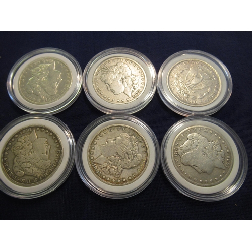 673 - Group of six antique U.S. silver dollars, 1878, 1882, 1882, 1884, 1896 and 1900