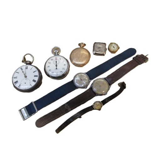 688 - Silver case open faced pocket watch, together with a small quantity of other various wrist and pocke... 