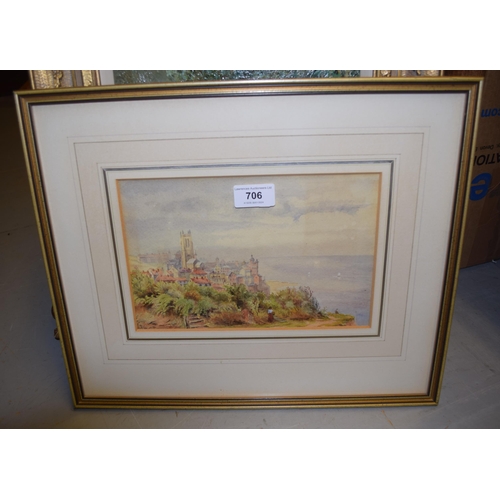 706 - Thomas Newenham Deane (Irish), watercolour, coastal scene ' Cromer ', unsigned, inscribed to an orig... 