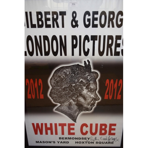 771 - Signed Gilbert & George ' London pictures 2012 ' framed poster, 89 x 59 cm