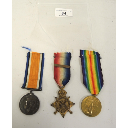 84 - World War I three medal group to L-9891 Private T.W. Austin, Royal Fusilliers