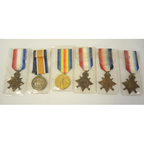 93 - World War I three medal group to 1966, Private A.W. Hexter RAMC, together with three other 14/18 med... 