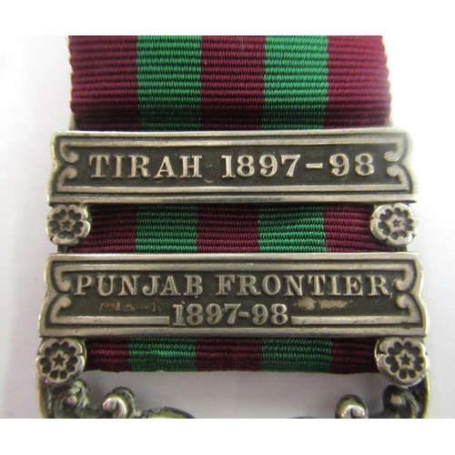 87 - Victorian Queens India medal with Tirah 1897 / 98 bar and Punjab Frontier bar to 3809 Private G? God... 