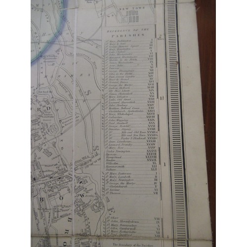 253 - Cross's folding map ' London, A New Plan of the Metropolis ' in the original slip case, together wit... 