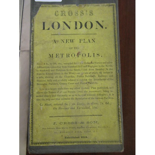 253 - Cross's folding map ' London, A New Plan of the Metropolis ' in the original slip case, together wit... 