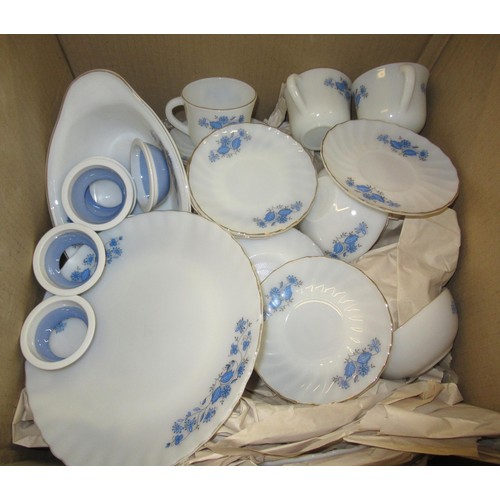 310 - Box containing a quantity of mid 20th Century floral decorated opaque glass tableware