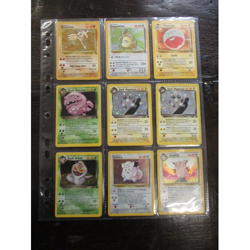 222 - Seven double sided sheets housing a collection of mainly ' Holo ' Pokémon cards including Fossil, Ju... 