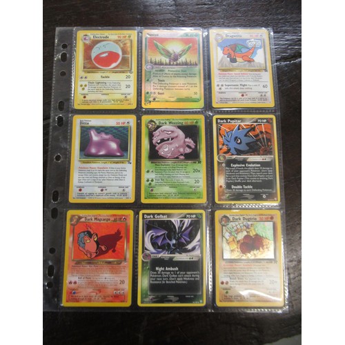 222 - Seven double sided sheets housing a collection of mainly ' Holo ' Pokémon cards including Fossil, Ju... 