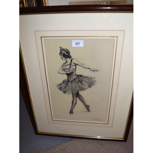 837 - Ernest Borough Johnson, signed, charcoal and pencil, portrait of a dancer, ' Helen May ', 36 x 24cm