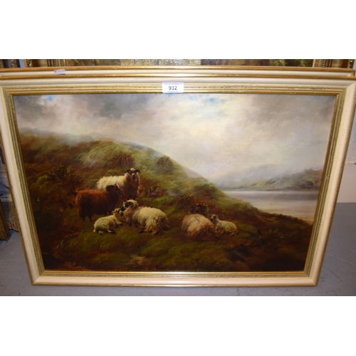 932 - Robert Watson, pair of oil paintings on canvas, sheep and cattle in highland landscapes, signed, 39 ... 