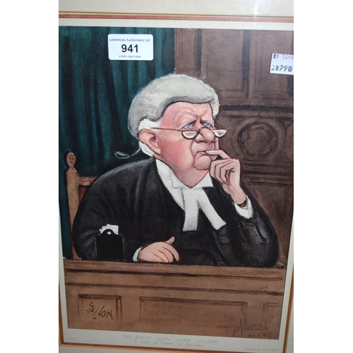 941 - Group of six various framed and unframed prints of judges