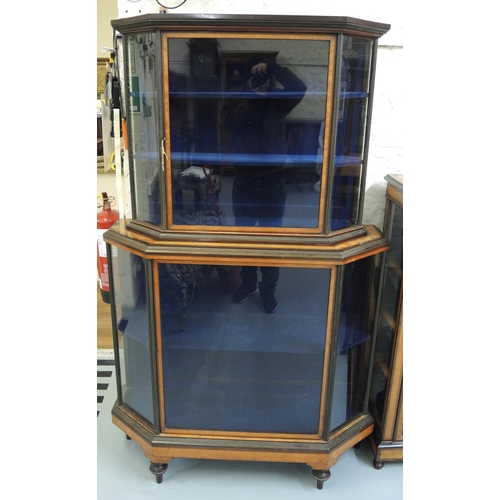 1157 - Good quality 19th Century purpleheart, satinwood and brass mounted display cabinet, the top with sin... 