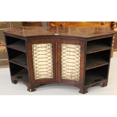 1159 - 19th Century Continental mahogany line inlaid inverted bow front sideboard with brass grilled and pl... 