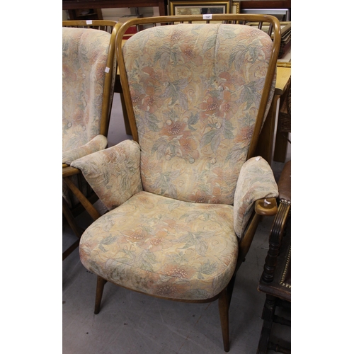 1227 - Near pair of mid 20th Century Ercol stickback armchairs