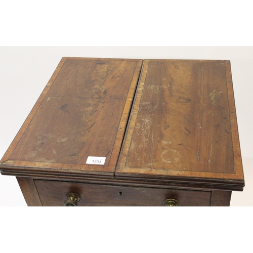 1233 - Unusual Regency mahogany writing / work table, the bi-fold top above a single frieze drawer with bla... 