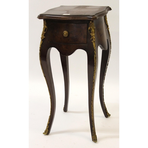 1294 - Small reproduction French style burr wood and ormolu mounted lamp table with a single drawer, 35cm w... 