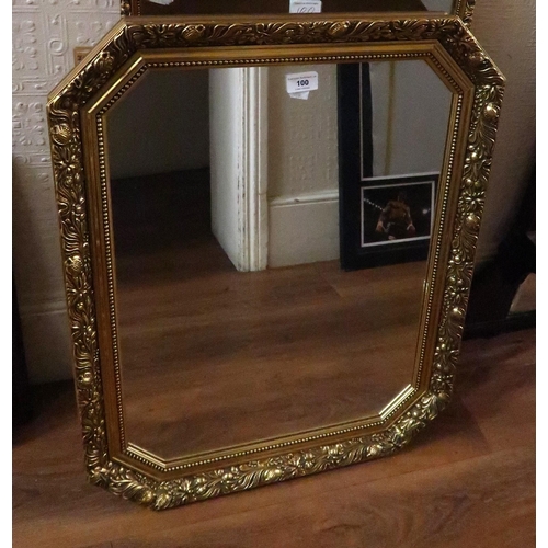 100 - Modern octagonal gilt framed wall mirror, 55 x 70cm, together with three 20th Century rectangular gi... 