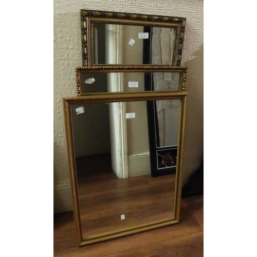 100 - Modern octagonal gilt framed wall mirror, 55 x 70cm, together with three 20th Century rectangular gi... 