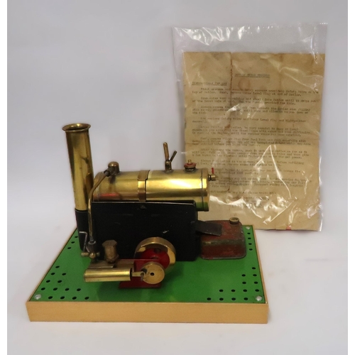 115 - Bowman tin plate and brass stationary engine with accessories