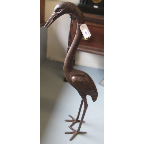 1380 - Patinated bronze standing figure of a heron, 92cm high