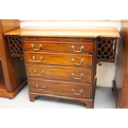 1720 - Unusual good quality reproduction mahogany chest in George III style, the shaped moulded top above a... 