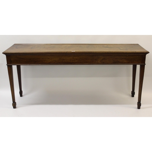 1740 - George III mahogany serving table, the moulded top above a plain frieze and square tapering supports... 