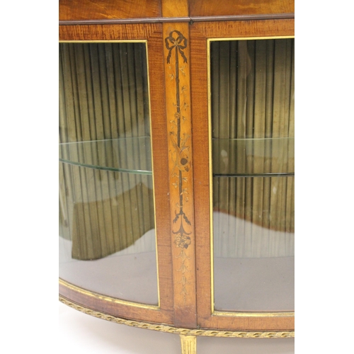 1742 - Attributed to James Hicks of Dublin, fine satinwood and marquetry demi-lune side cabinet, the top in... 