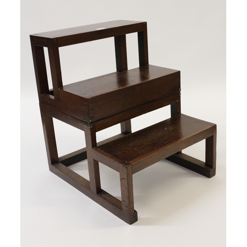 1748 - George III mahogany rectangular metamorphic library step / stool, 57 x 53cm / 71 x 44cm