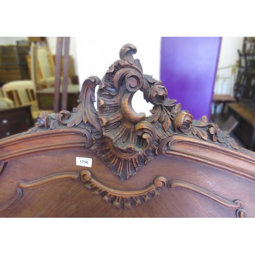 1758 - French carved walnut bed with headboard, footboard and side panels, headboard height 160cm, 156cm wi... 