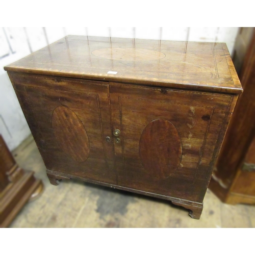 1761 - George III mahogany and inlaid two door cabinet, 88cm high x 102cm wide x 60cm deep