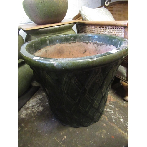 1771 - Large green glazed ceramic planter and a similar terracotta planter