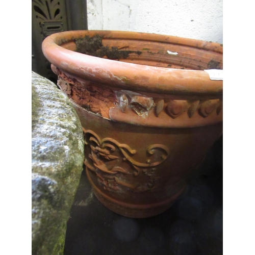 1771 - Large green glazed ceramic planter and a similar terracotta planter